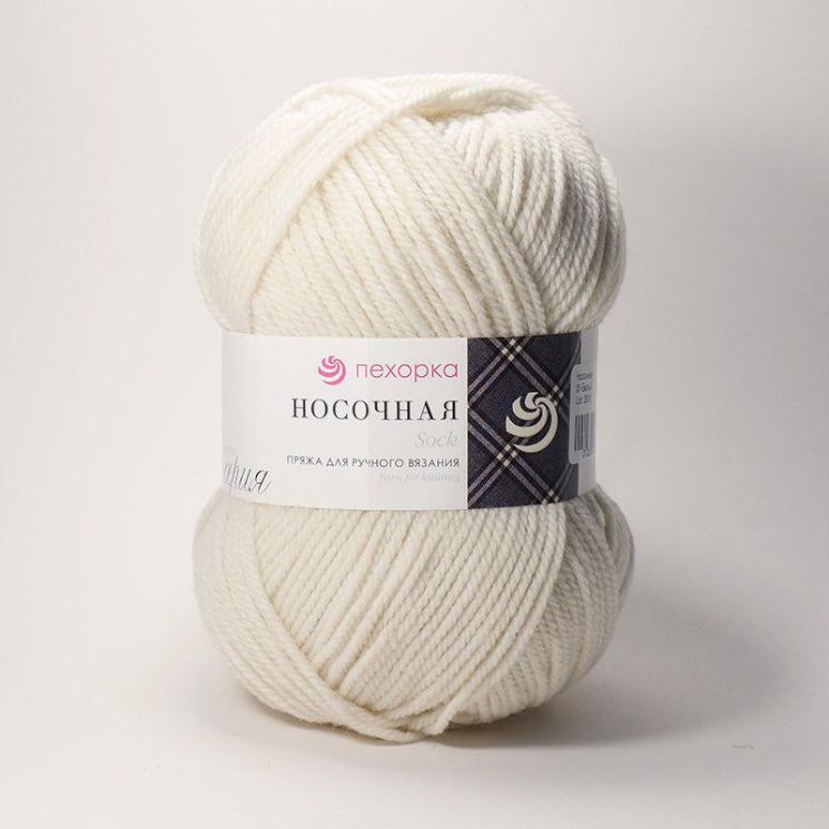 Пряжа ПЕХОРКА Носочная // 044 // 01 // Белый