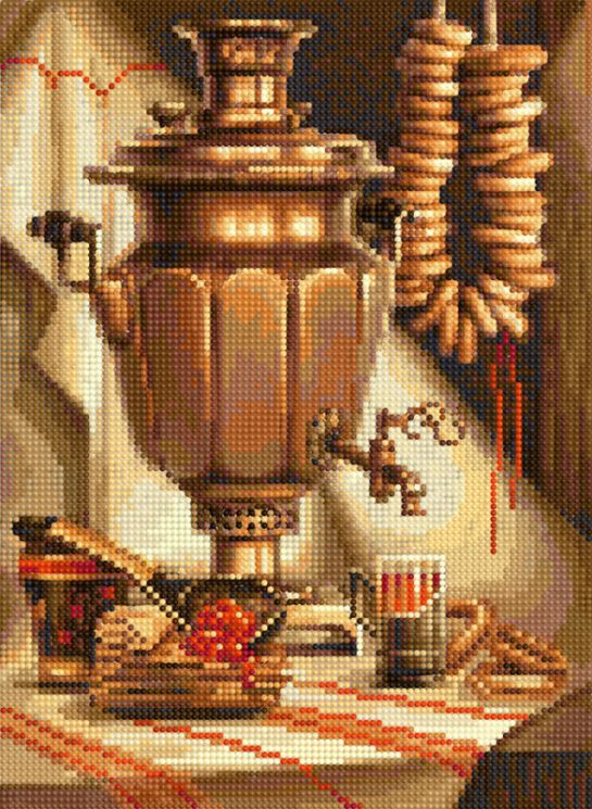 БСА3-184 Алмазная мозаика ТМ Наследие "Натюрморт с самоваром"